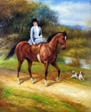 1316-T2 | 50cm x 61cm | femme se baladant a cheval 
